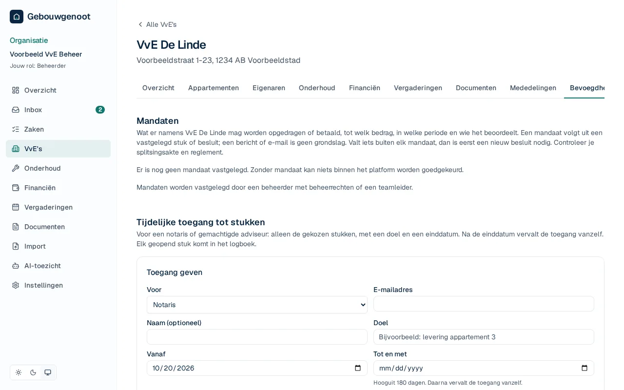 De bevoegdheden van een VvE: mandaten en tijdelijke toegang tot stukken.